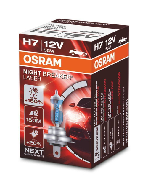 Лампа 12 В H7 55 Вт +150% Night Breaker Laser галогенная Osram
