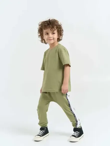 Брюки со спущенным шагом и лампасами "Олива"