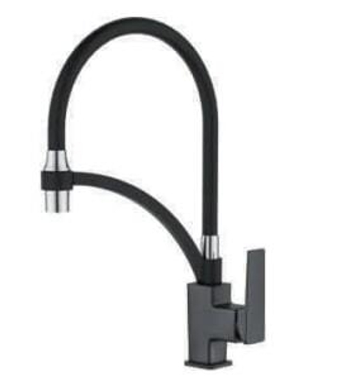 СМЕСИТЕЛЬ Д/КУХНИ С ГИБ. СИЛИК. ИЗЛИВОМ CASELA 54178B-2 ЧЕРН