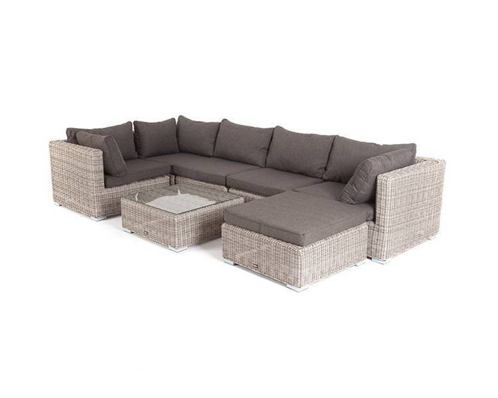 "Лунго" трансформирующаяся лаунж-зона из искусственного ротанга, цвет бежевый