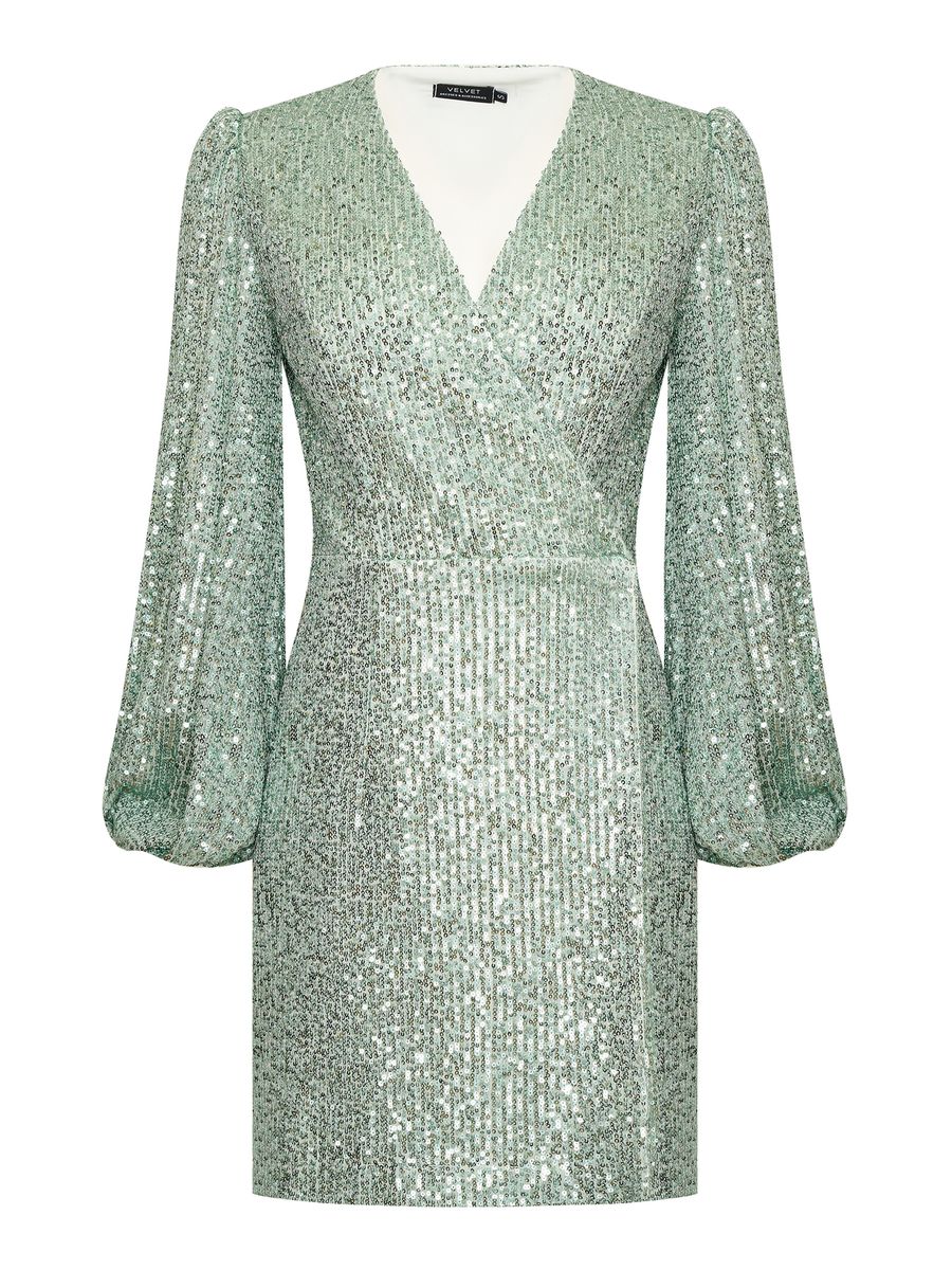 Платье из пайеток на клепках мини ментол