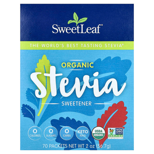 SweetLeaf Stevia, органический подсластитель из стевии, 70 пакетиков по 0,8 г (0,028 унции)