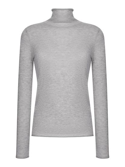 Женский свитер серого цвета из 100% шерсти - фото 1