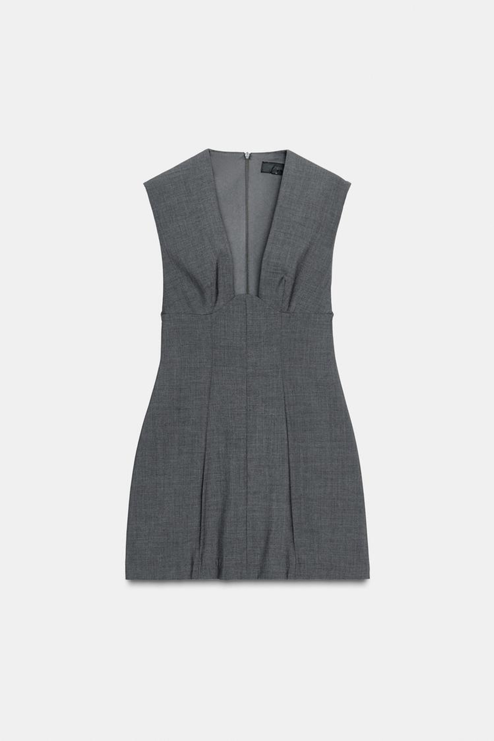 ZARA КОРОТКОЕ ПЛАТЬЕ С ВЫРЕЗОМ, ТЕМНО-СЕРЫЙ