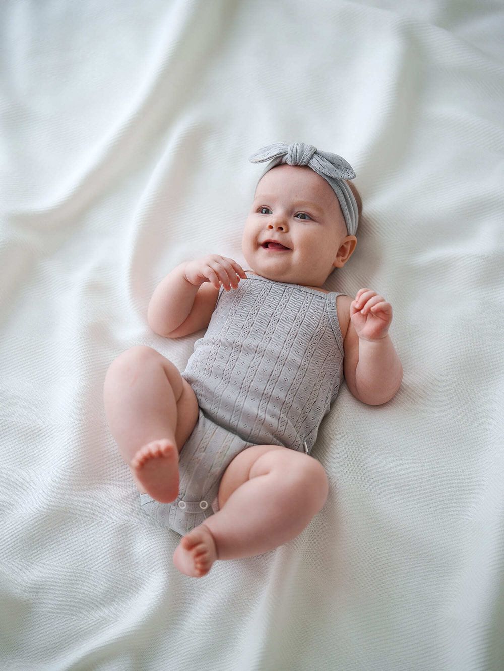 Комплект боди "Молоко/Жемчуг" из ажурного хлопка для девочек 0+