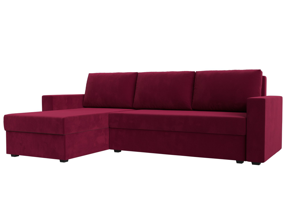 Диван угловой Траумберг Лайт левый угол, Бордовый, Микровельвет, 117132L