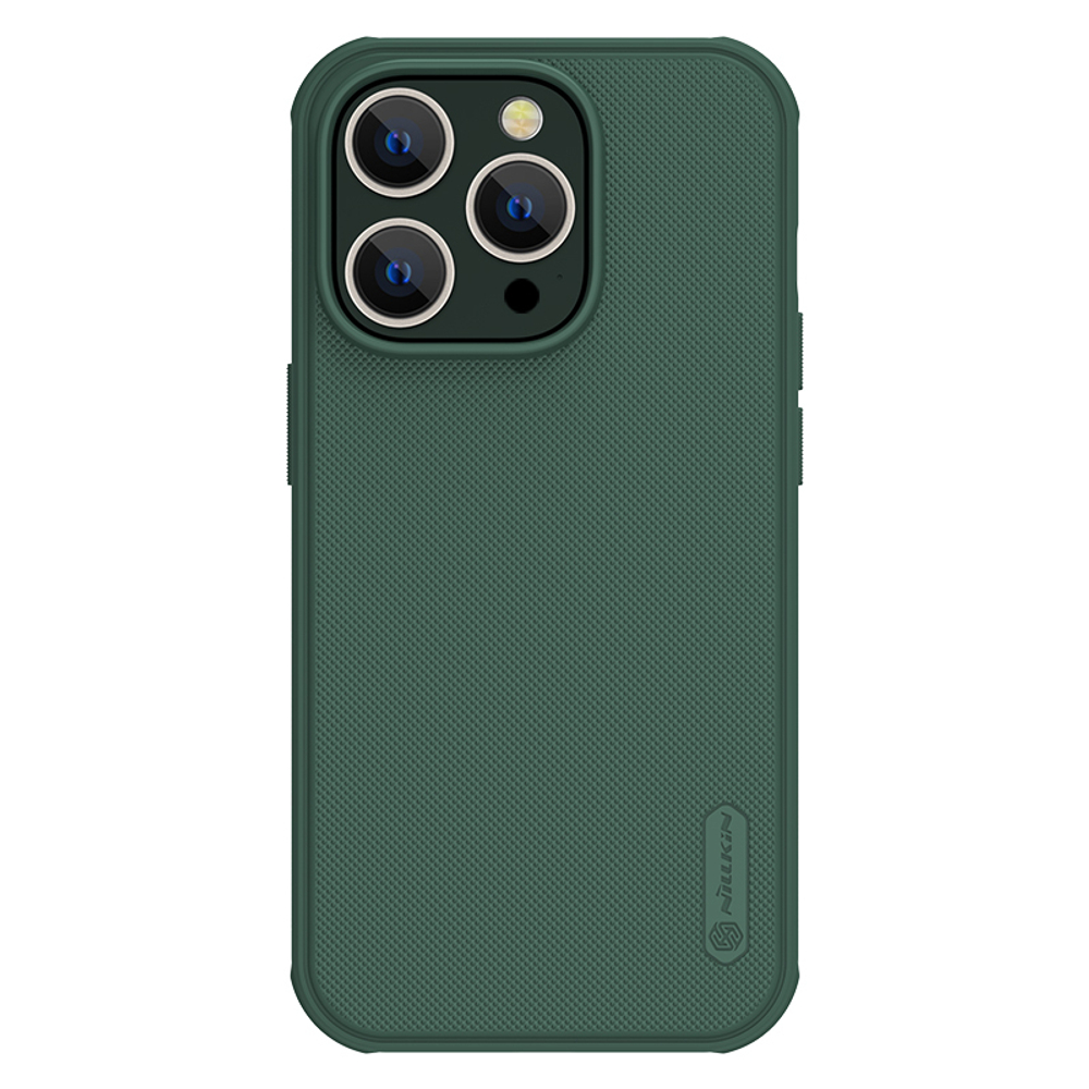 Противоударный защитный чехол зеленого цвета от Nillkin для смартфона iPhone 14 Pro Max, серия Super Frosted Shield Pro