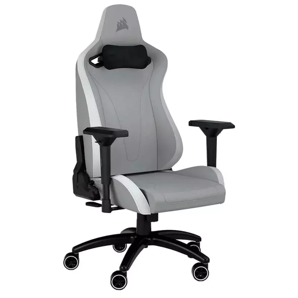 Игровое компьютерное кресло Corsair TC200 Leather, Light Grey/White (CF-9010045-WW)