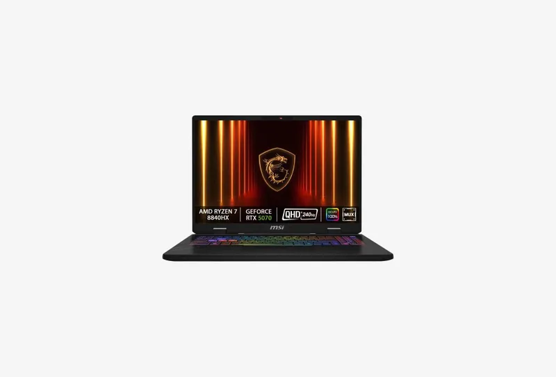Ноутбук 16" MSI AMD Ryzen 7 (8000 Series)-8840HX 2.9 ГГц 32 DDR5 GeForce RTX 5070 для ноутбука 8192