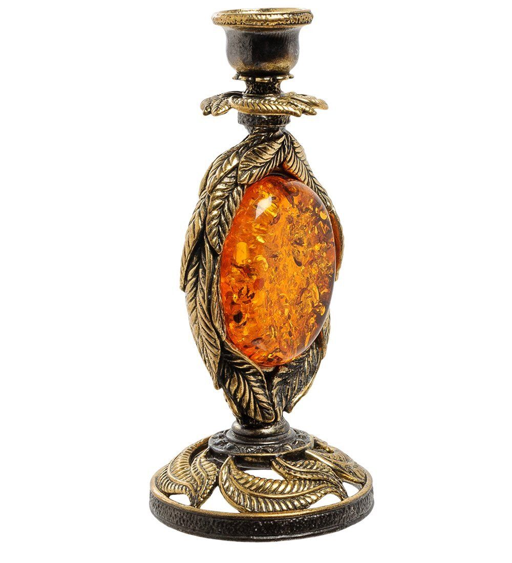 Народные промыслы AM-1878 Подсвечник «Ива» (латунь, янтарь)