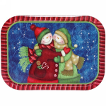 Поднос жестяной 40*28см «Снеговики»