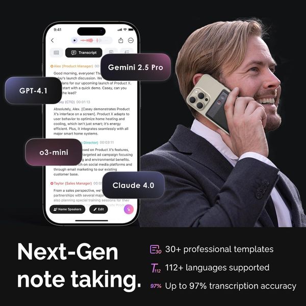 Цифровой диктофон Plaud Note с поддержкой ChatGPT, Черный | Black