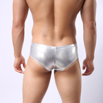 Серебристые мужские трусы-брифы с кольцом (Размер: M) (Цвет: серебристый)