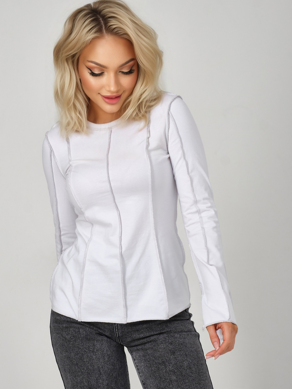 Лонгслив гранж со швами наружу