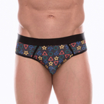 Темно-серые мужские трусы-джоки с принтом в виде цветных значков (Размер: M) (Цвет: темно-серый)