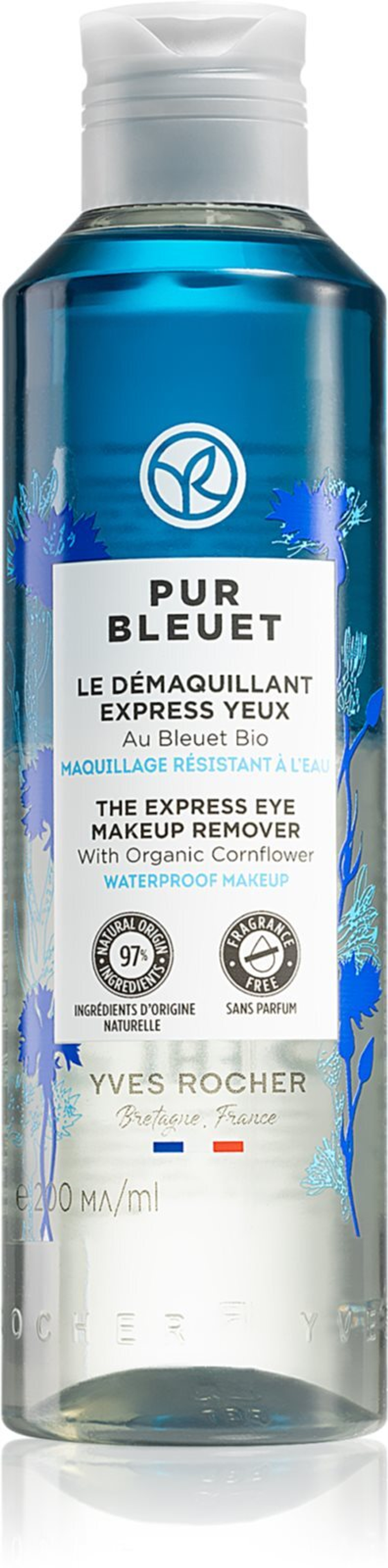 Yves Rocher Pur Bleuet - Нежное двухфазное средство для снятия макияжа с глаз. /   200  ml  / GTIN 3660005797083