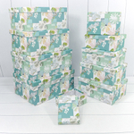 Коробка 34х26х15.3 см Набор 10 шт "Цветы" (Голубой)