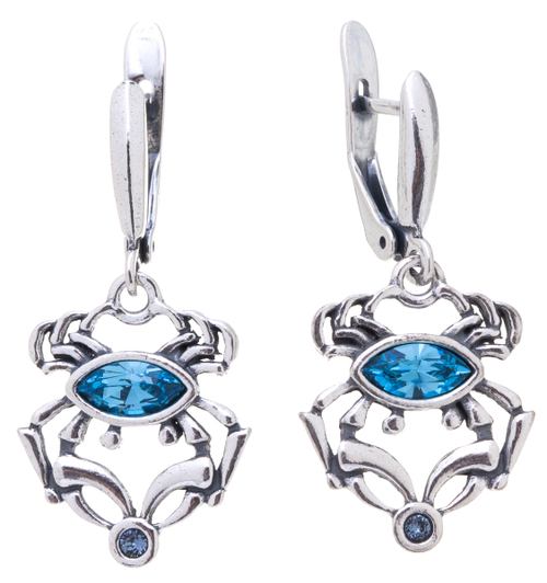 "Стригун" серьги в серебряном покрытии из коллекции "Кассида" от Jenavi  с английским замком