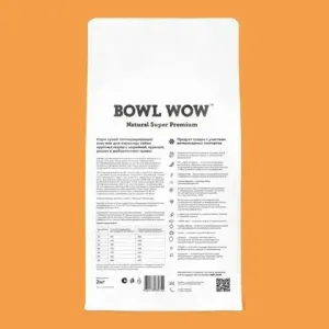 Сухой корм BOWL WOW для собак крупных пород с индейкой, курицей, рисом и тыквой 