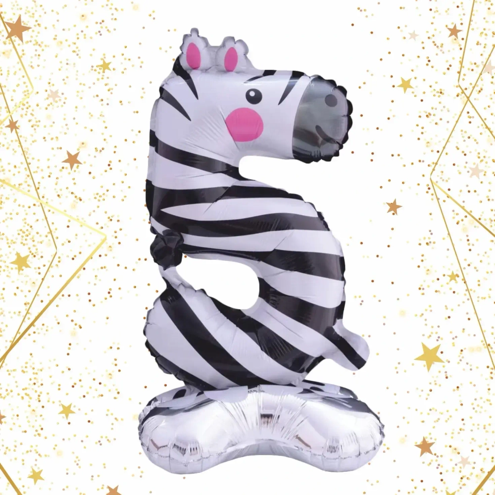 Шар фольгированный 23» (58 см) Цифра 5"Мир зверят»