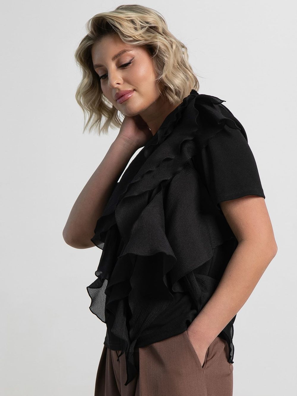 Блуза праздничная Риана ХИТ (черная) Б15078-5М LT Collection