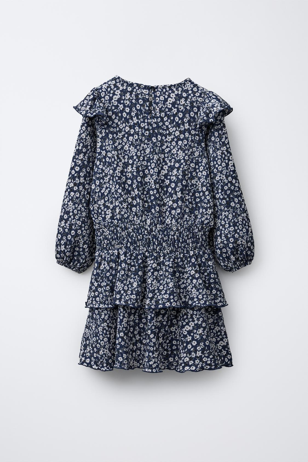 ZARA ПЛАТЬЕ ИЗ МУСЛИНА С ЦВЕТОЧНЫМ ПРИНТОМ, СИНИЙ/ЧЕРНЫЙ