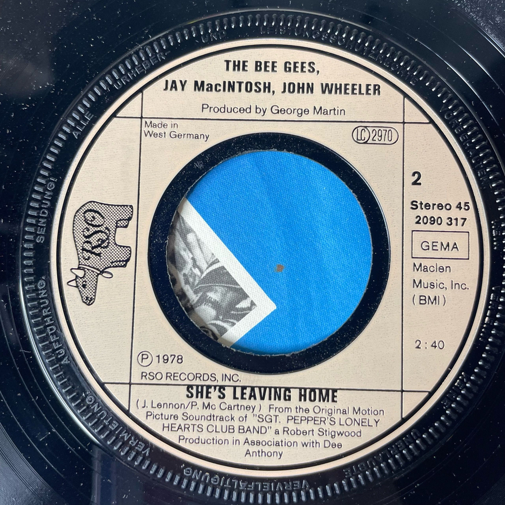 Винтажная виниловая пластинка 7 дюймов (маленькая пластинка) Robin Gibb Bee Gees Oh Darling (Германия 1978)
