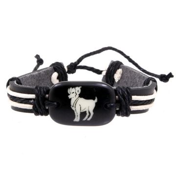 Фенечка - 23 Овен (черная/белая нить)