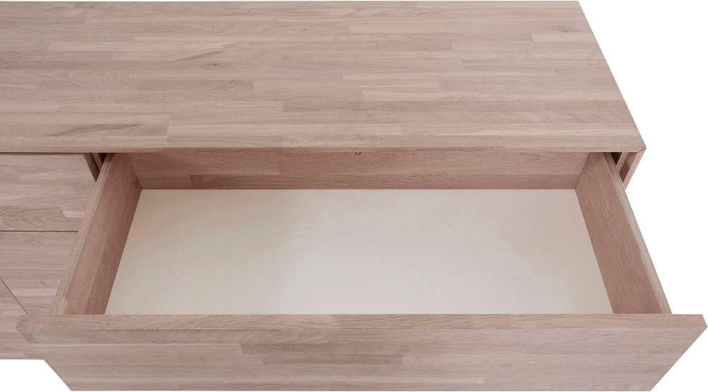 Комод с 2 ящиками Виби 165х42х84 см из массива дуба, тумба под телевизор на металлических ножках в стиле лофт