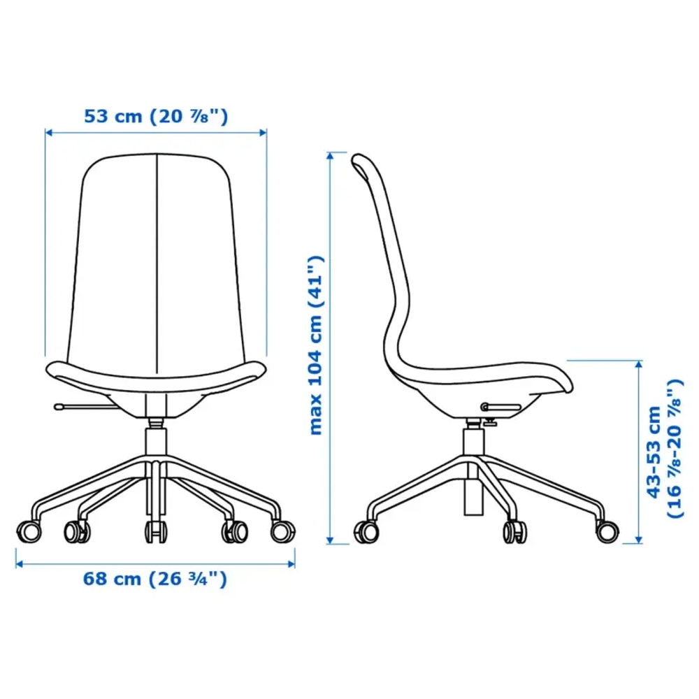 Офисный стул - IKEA LÅNGFJÄLL/LANGFJALL, 68x68x104см, серый/светло-серый, ЛОНГФЬЕЛЛЬ ИКЕА