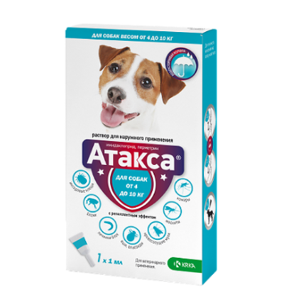 Атакса для собак от 4 до 10кг, 1мл, пипетка