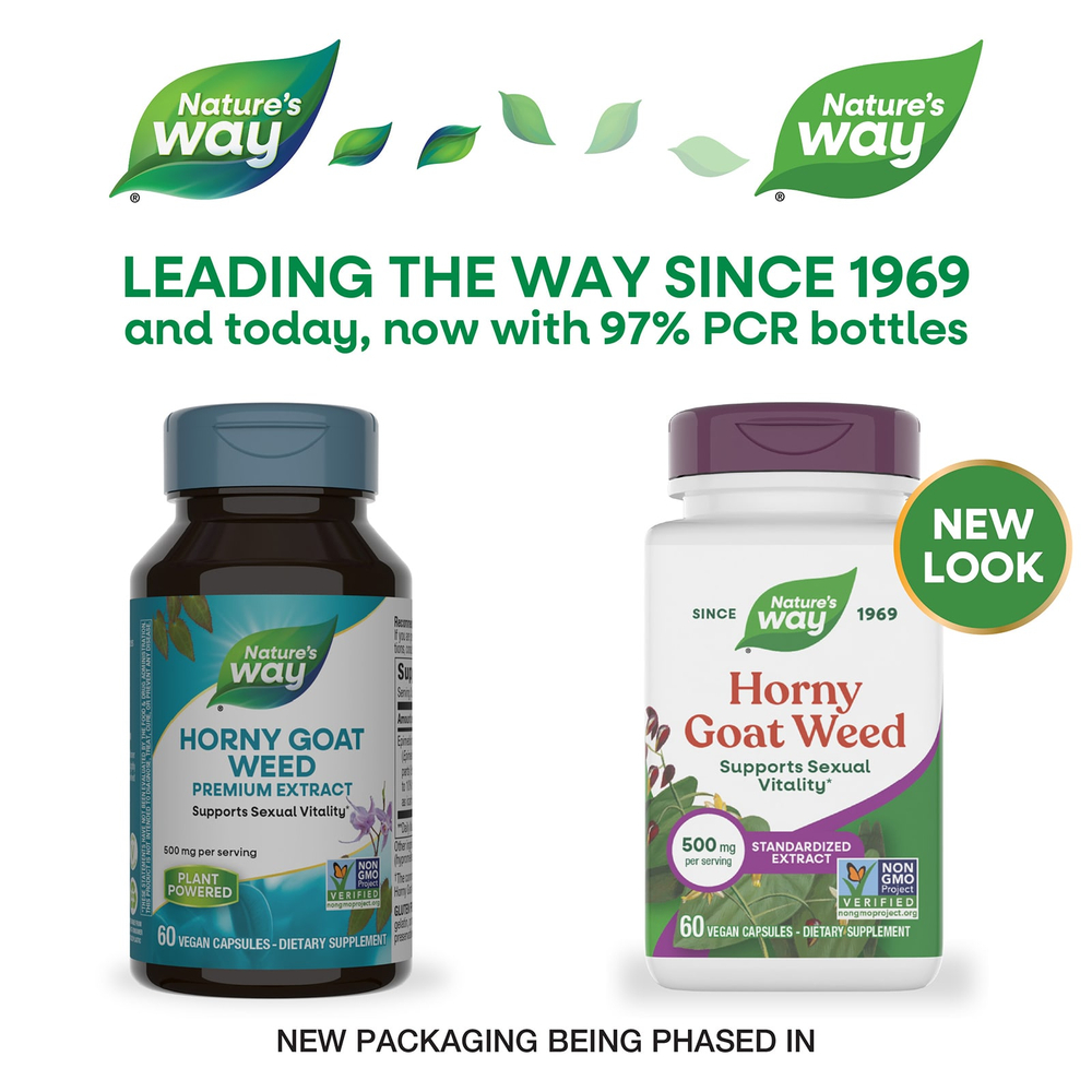 Nature's Way, Horny Goat Weed, 500 мг, 60 веганских капсул
