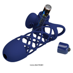 Синяя насадка на пенис Powerful Ring - 13,5 см.