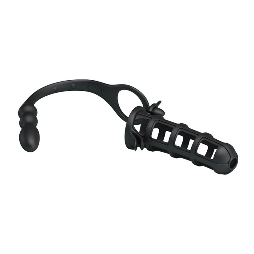 Насадка с ребристым анальным плагом Hercules intence anal stimulation (Цвет: черный)