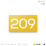 Номер на дверь 209, табличка на дверь для офиса, квартиры, кабинета, аудитории, склада, желтая 120х70 мм, Айдентика Технолоджи