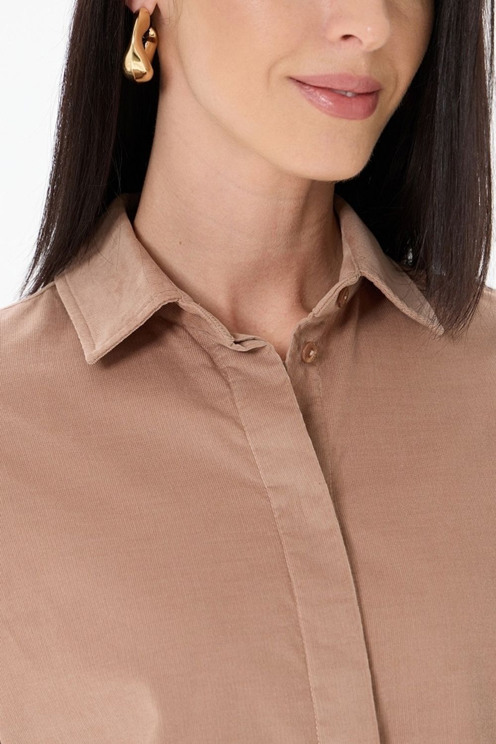 Рубашка Хельсинки удлиненная бежевый вельвет