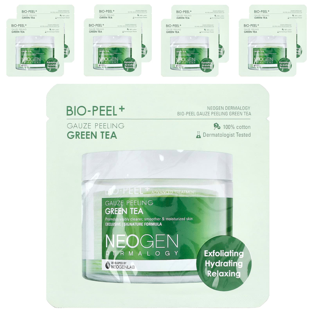 Neogen, Bio-Peel + зеленый чай с марлевым пилингом, 8 подушечек, по 9,5 мл (0,32 жидк. унц.)