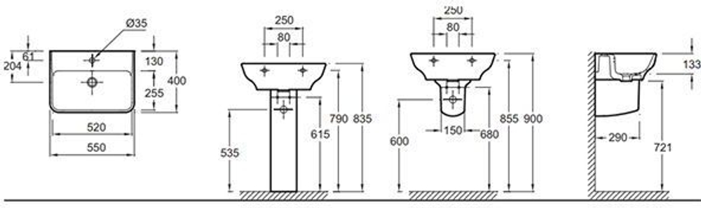 Раковина Jacob Delafon Struktura 55x40 EGE112-00