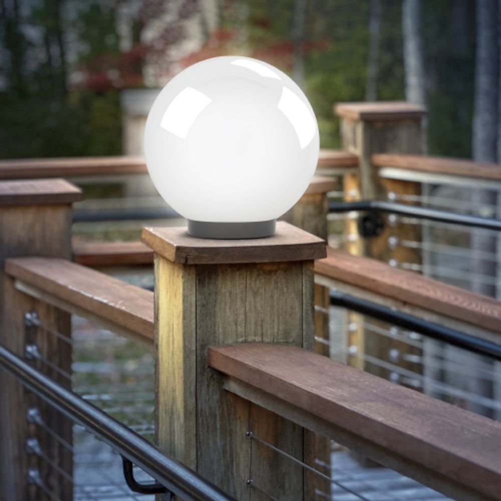 Садово-парковый светильник ЭРА НТУ 02-100-351 шар опаловый призма на опору / кронштейн IP44 Е27 max100Вт d350mm