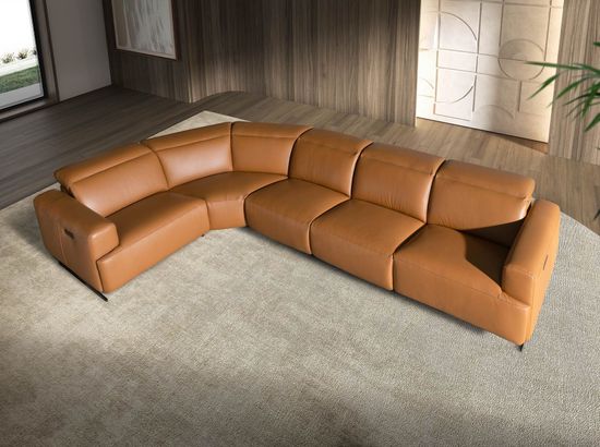5-местный диван с реклайнером 6263 с левым шезлонгом из коричневой кожи Испания 