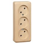 Schneider Electric ЭТЮД Сосна Розетка 3-местная открытая установка без заземляющих контактов без шторок 16А, 250B,. PA16-009D