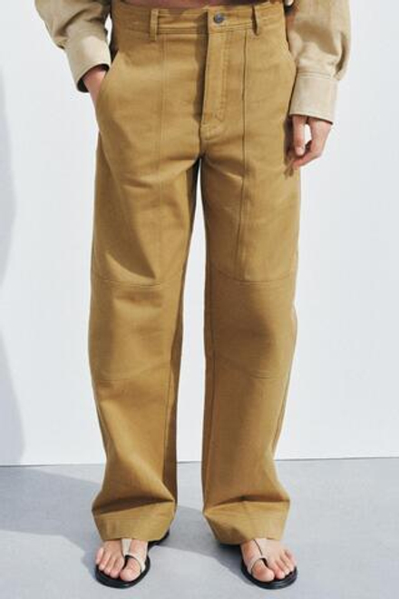ZARA БРЮКИ ИЗ ТВИЛА — ZW COLLECTION, ОЛИВКОВЫЙ