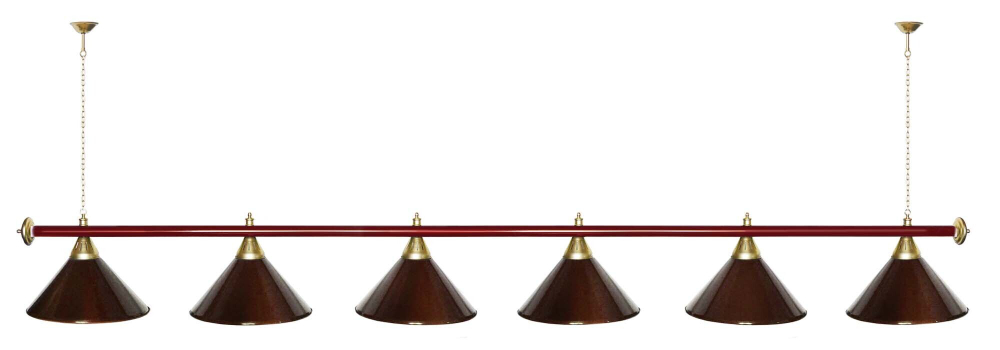 Лампа STARTBILLIARDS 6 пл. (плафоны зеленые,штанга золотая,фурнитура золото)