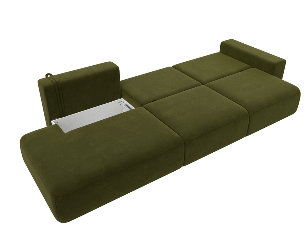 Диван прямой Лига-036 НПБ Модерн Лонг подлокотник справа МИКРОВЕЛЬВЕТ Зеленый