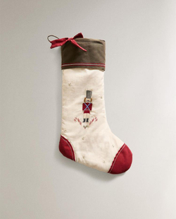 ZARA HOME РОЖДЕСТВЕНСКИЙ НОСОК С ВЫШИВКОЙ, РАЗНОЦВЕТНЫЙ