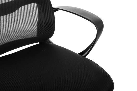 Кресло руководителя Бюрократ Wise черный сетка/ткань с подголов. крестов. пластик