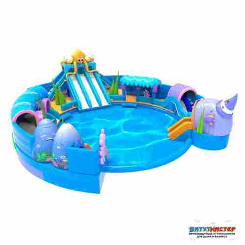 Надувной аквапарк с бассейном и горками «Подводный мир», 21×20×6 м