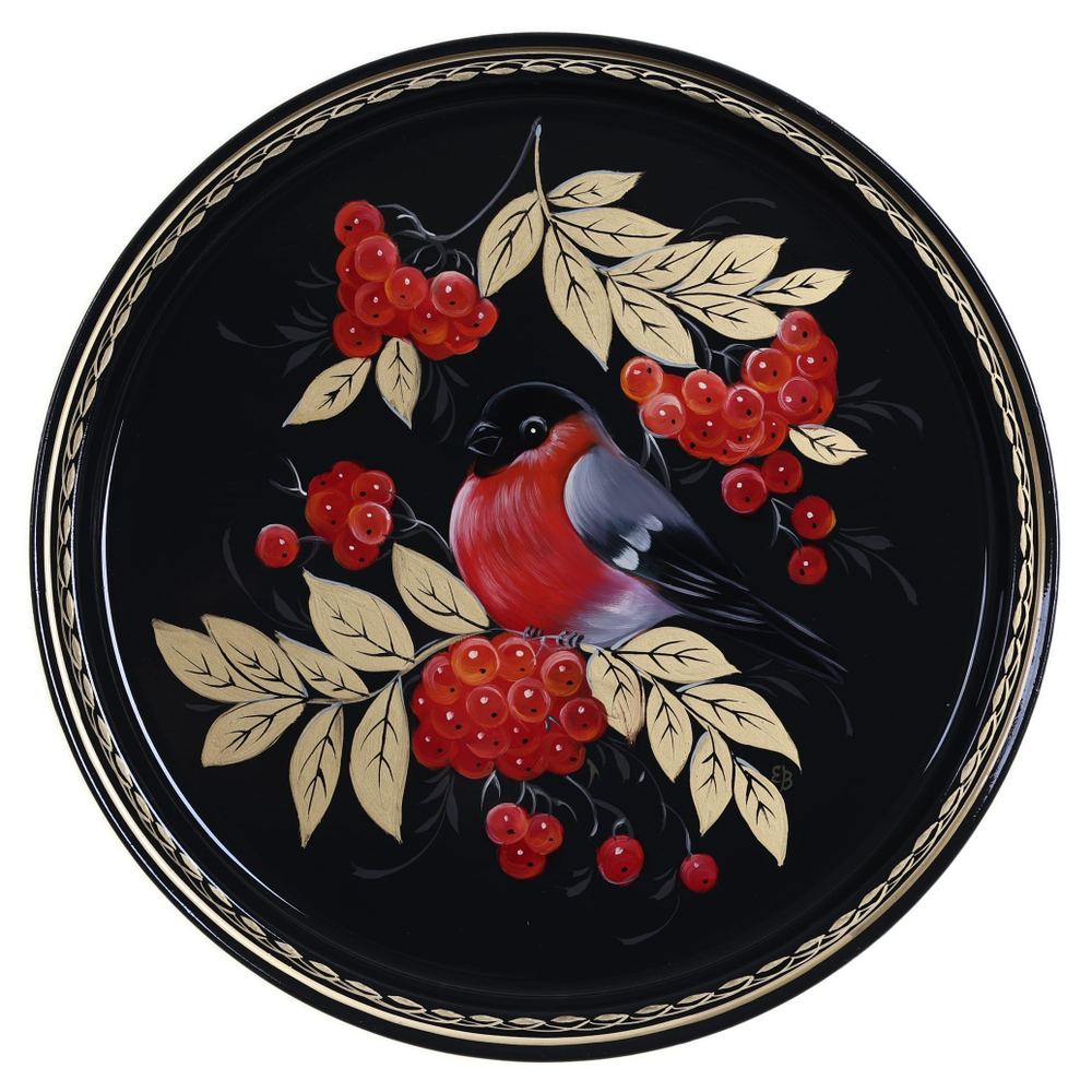 Жостовский поднос декоративный, размер 30 см (A9), металлический