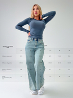 Джинсы LOLOBLUES 18206 широкие с синим карманом сзади