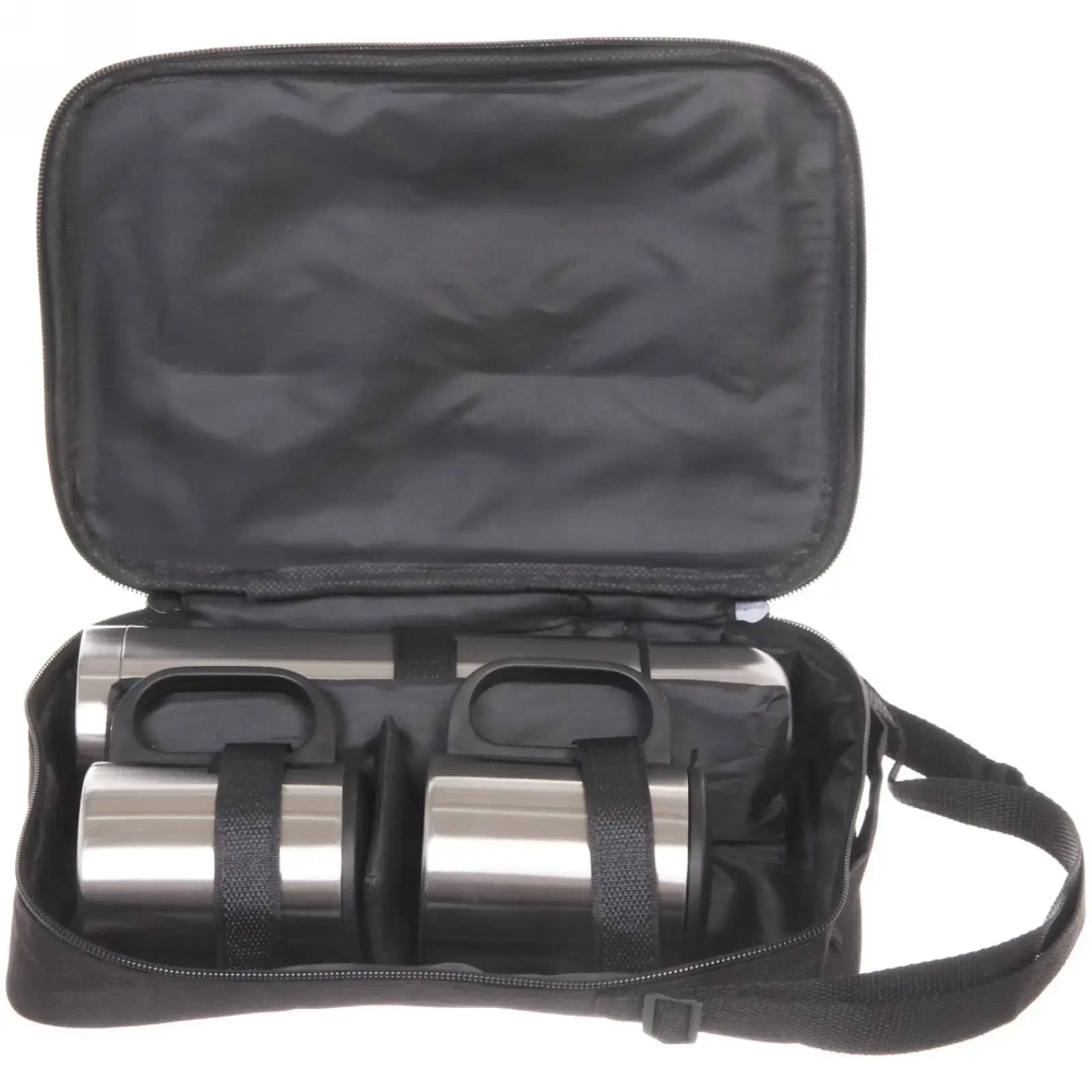 Набор походный 3предмета в сумке (Термос 500мл+2термокружки 200мл)металлик